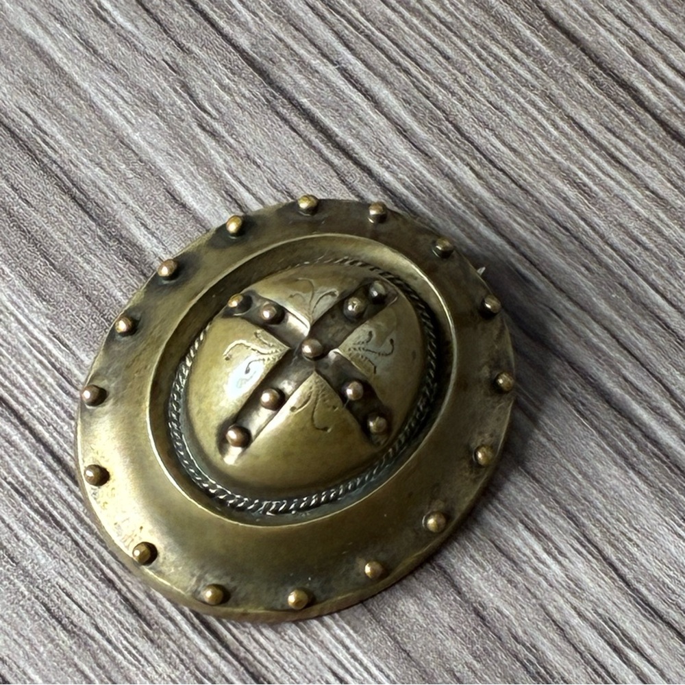 Antique Brass Scottish Shield Brooch